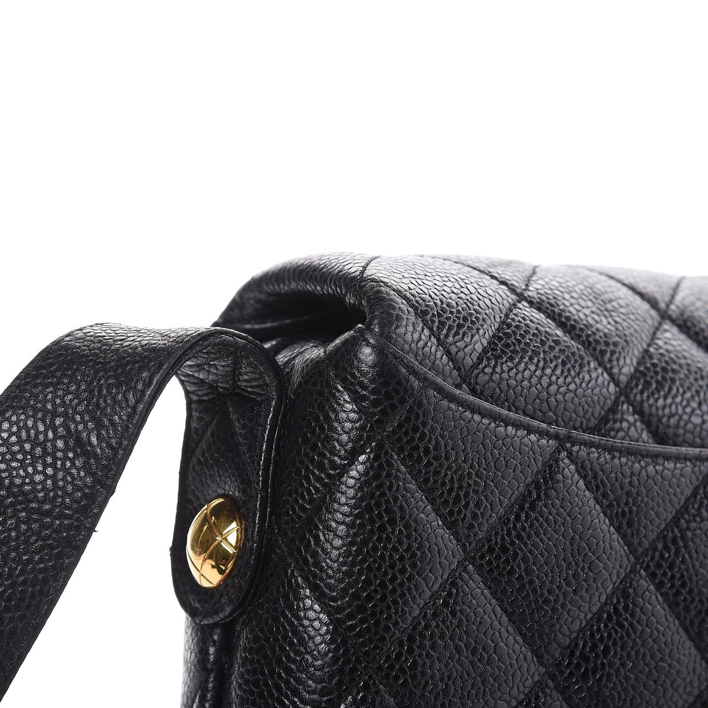 Caviar Quilted Flap Shoulder Bag Black