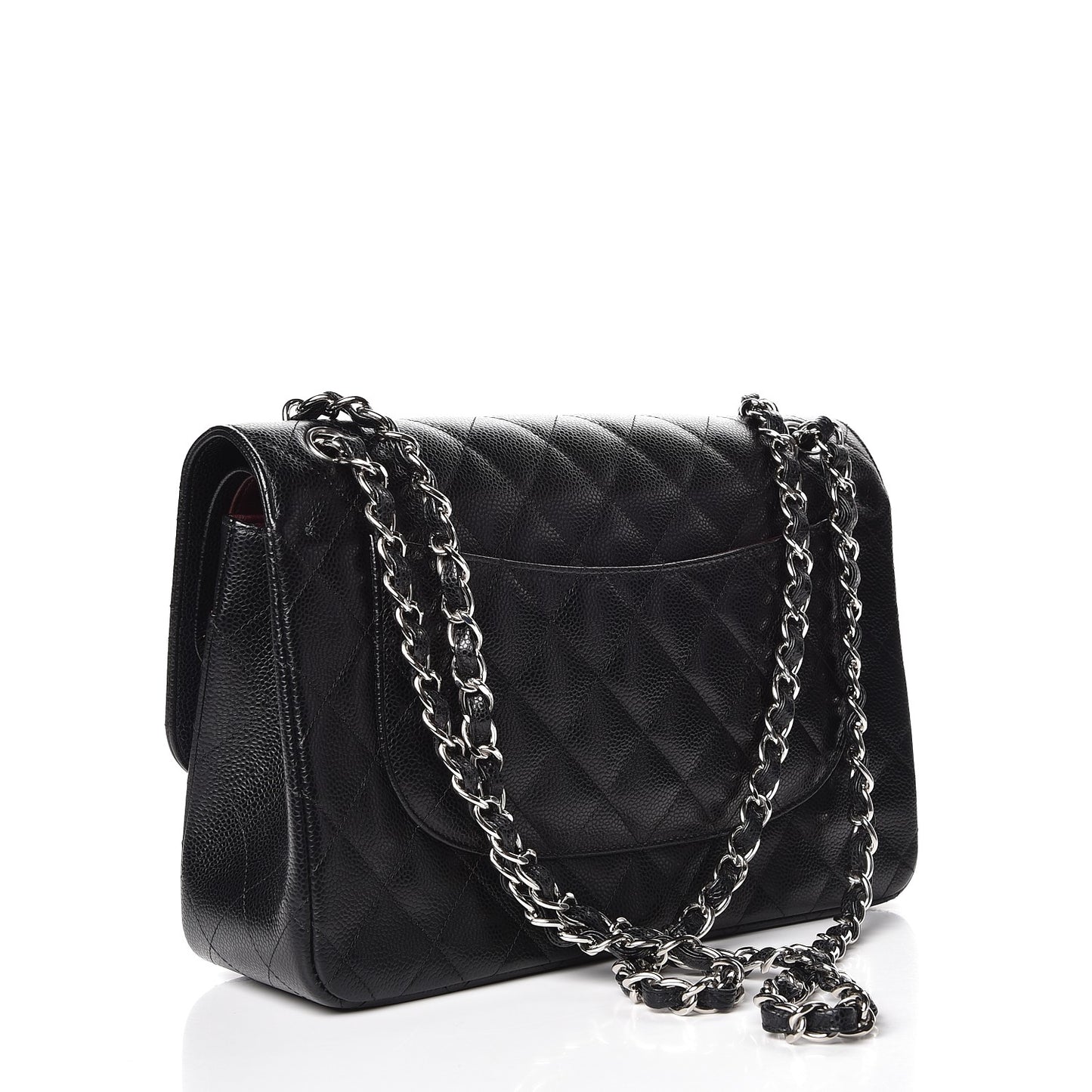 Caviar Quilted Jumbo Double Flap Black