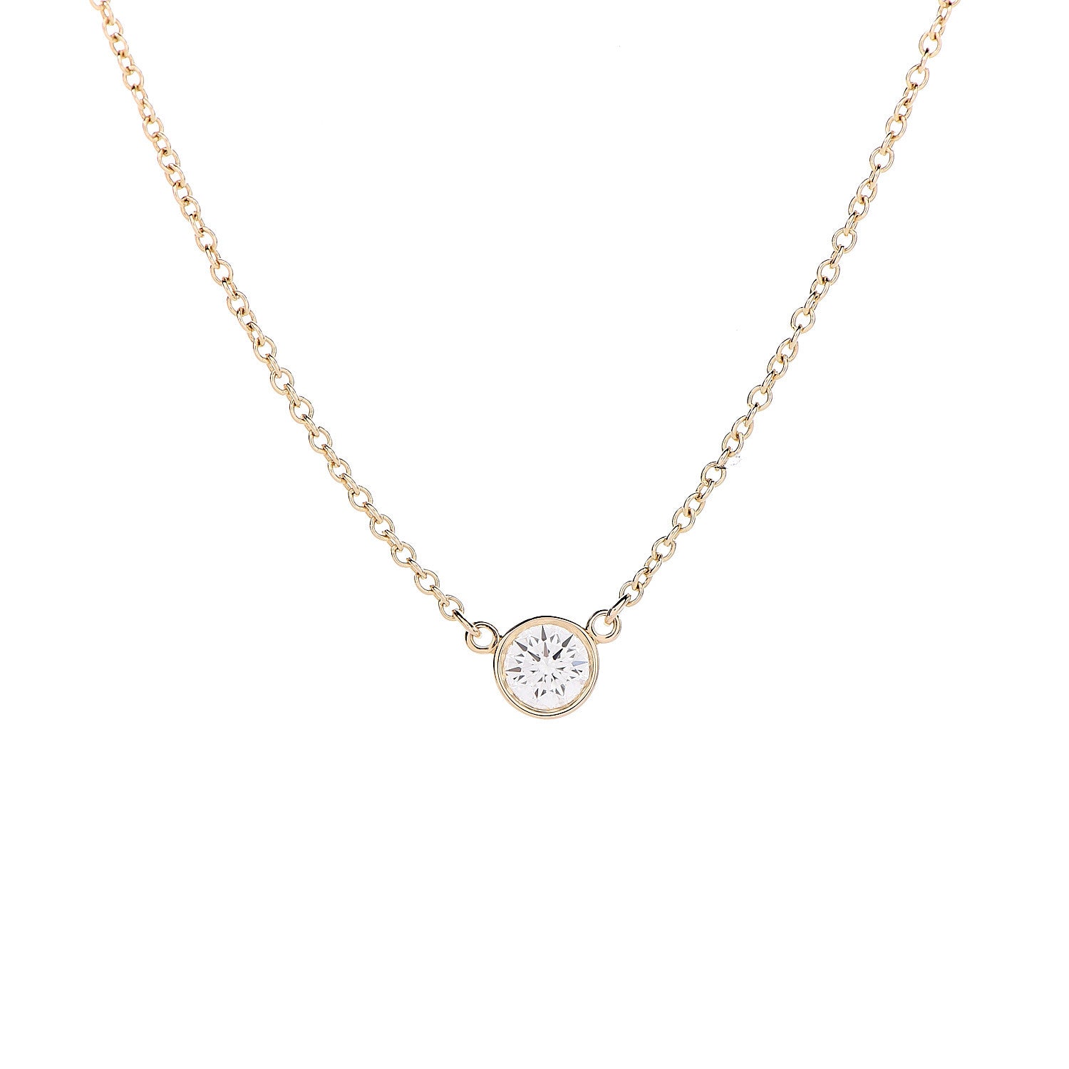 Tiffany 18K Yellow Gold Diamond .21ct Elsa Peretti Diamonds by the Yard Pendant Necklace 4 of 9