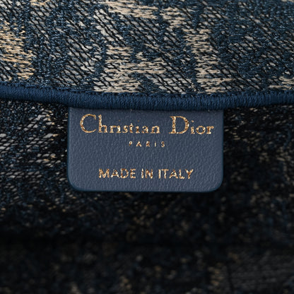 Christian Dior Canvas Embroidered Large Brocart Book Tote Blue 6 of 11