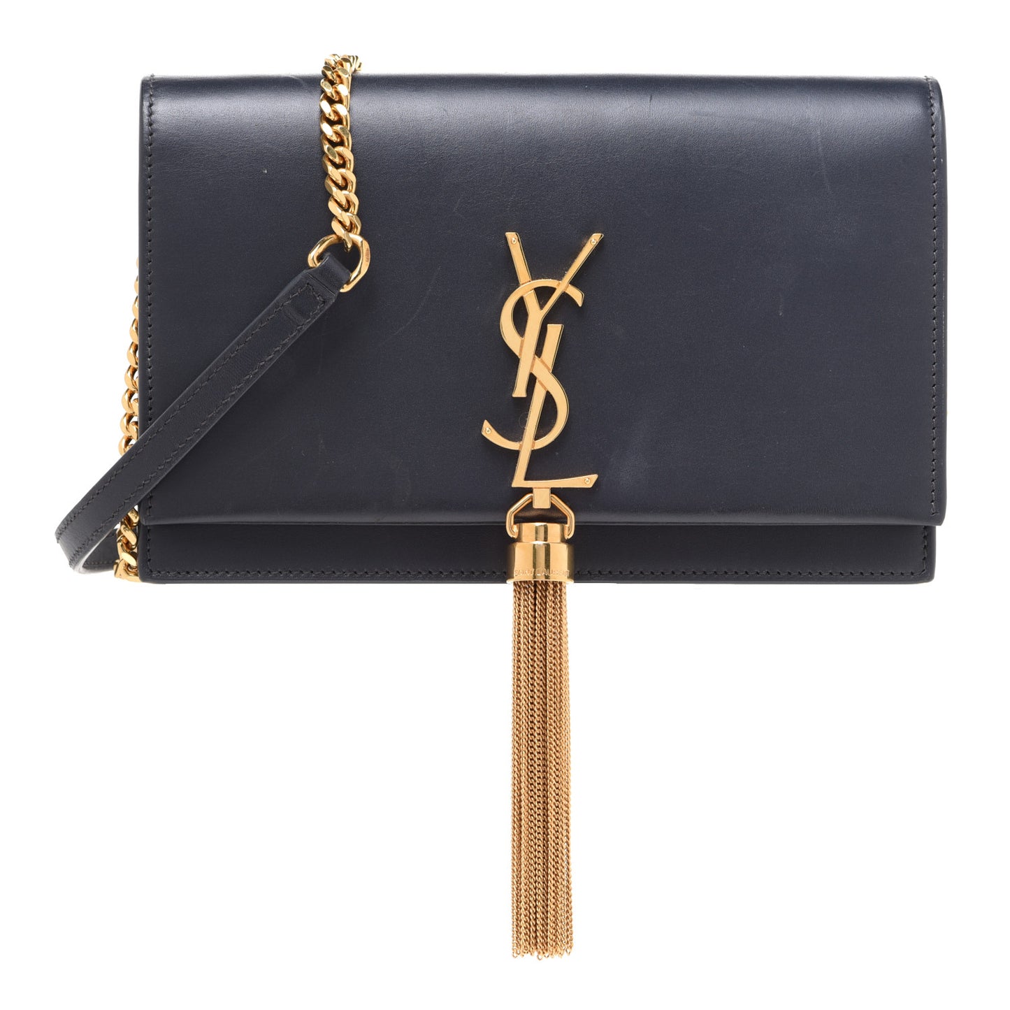 Smooth Calfskin Classic Monogram Kate Tassel Chain Wallet Marine