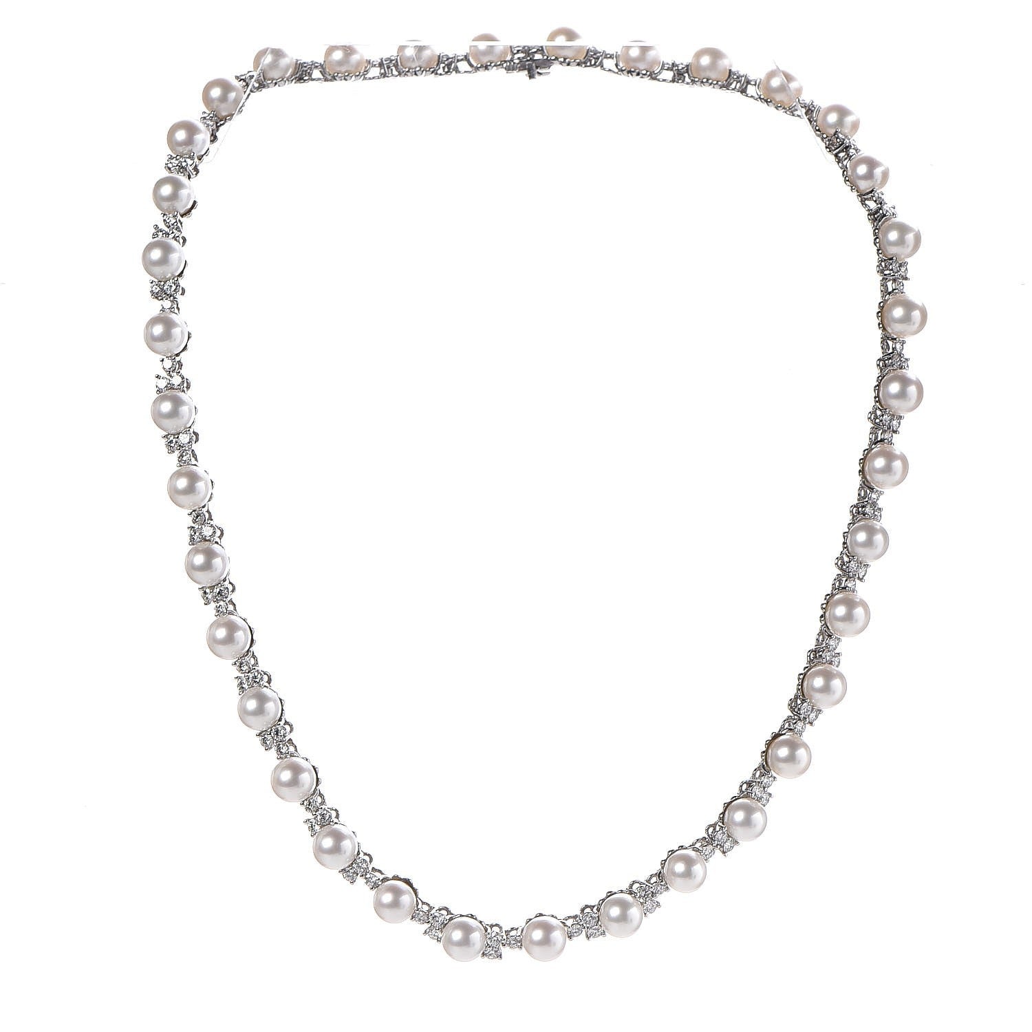 Tiffany Platinum Diamond Akoya Pearl 6.5-7mm Aria Necklace 9 of 13