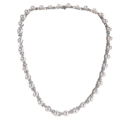 Tiffany Platinum Diamond Akoya Pearl 6.5-7mm Aria Necklace 9 of 13