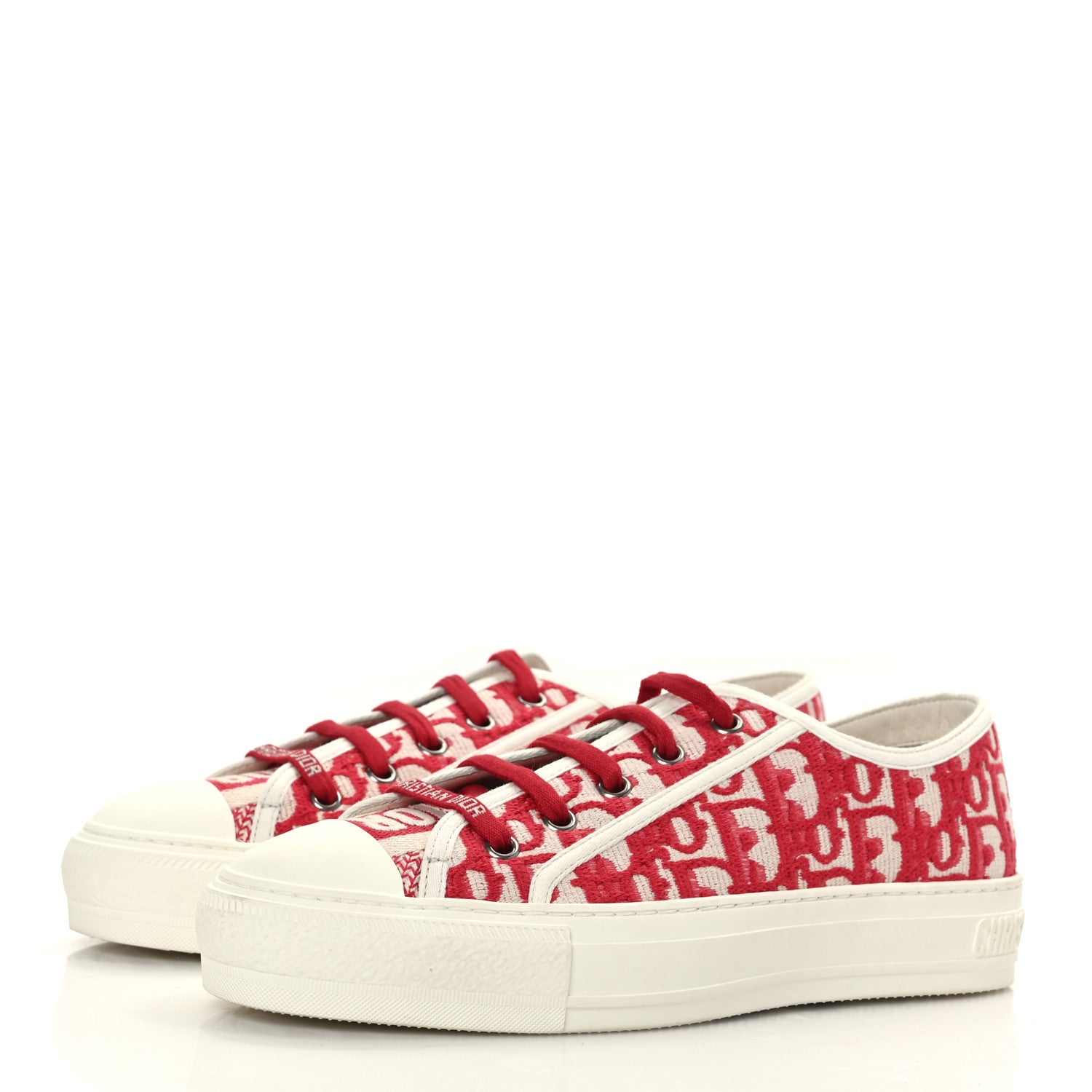 Christian Dior Canvas Oblique Walk'N'Dior Low Top Sneakers 38.5 Framboise 3 of 8