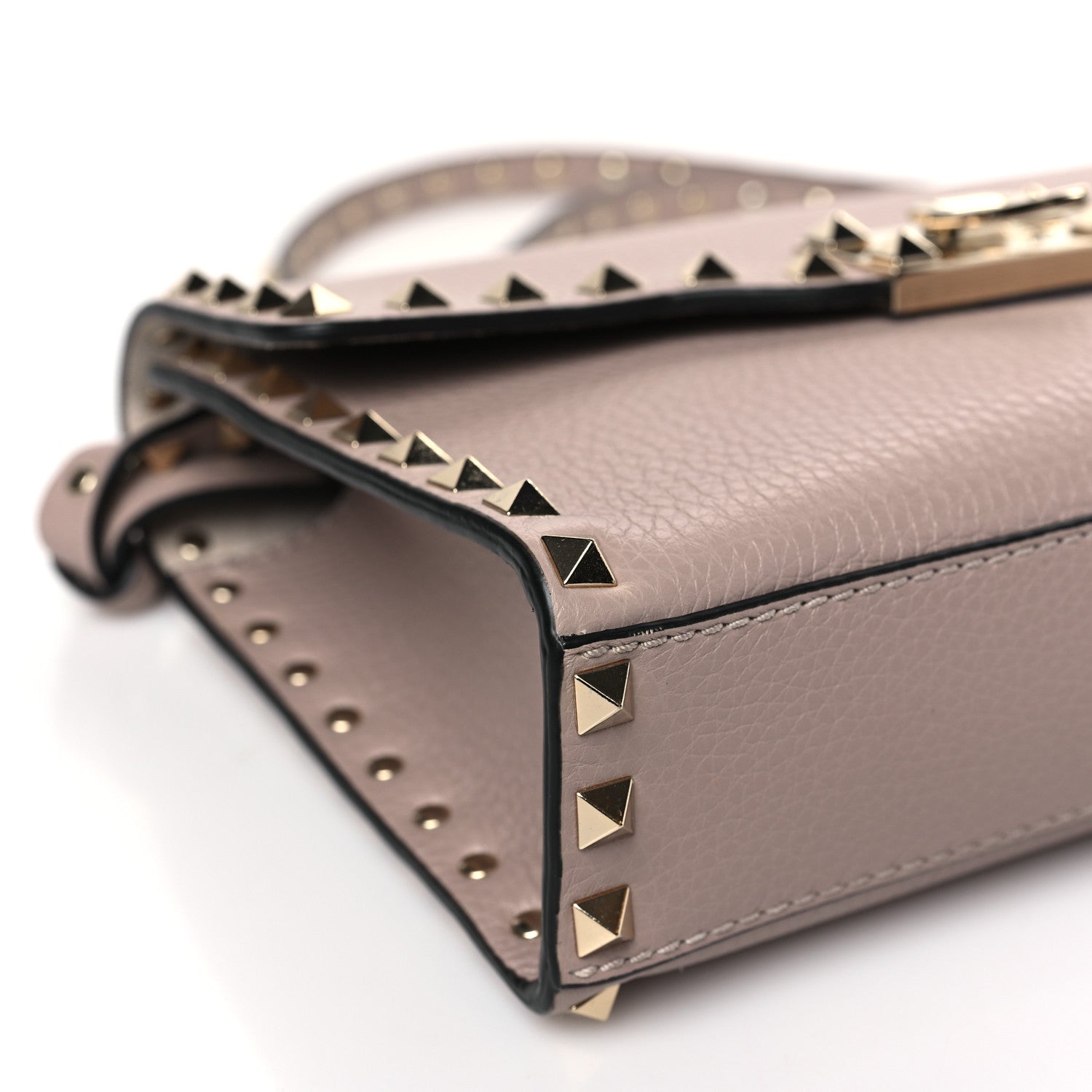 Valentino Garavani Pebbled Calfskin Medium Rockstud Flip Lock Crossbody Bag Poudre 7 of 8