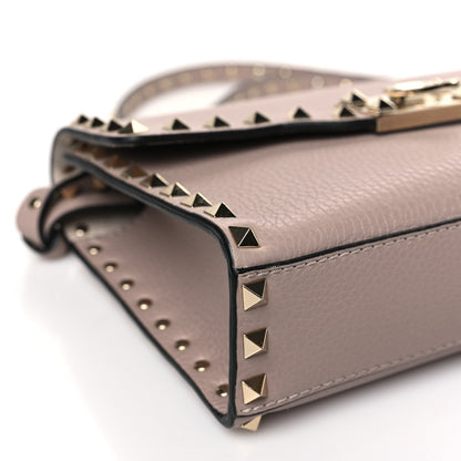 Valentino Garavani Pebbled Calfskin Medium Rockstud Flip Lock Crossbody Bag Poudre 7 of 8