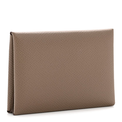Hermes Epsom Calvi Duo Card Case Etoupe 3 of 9