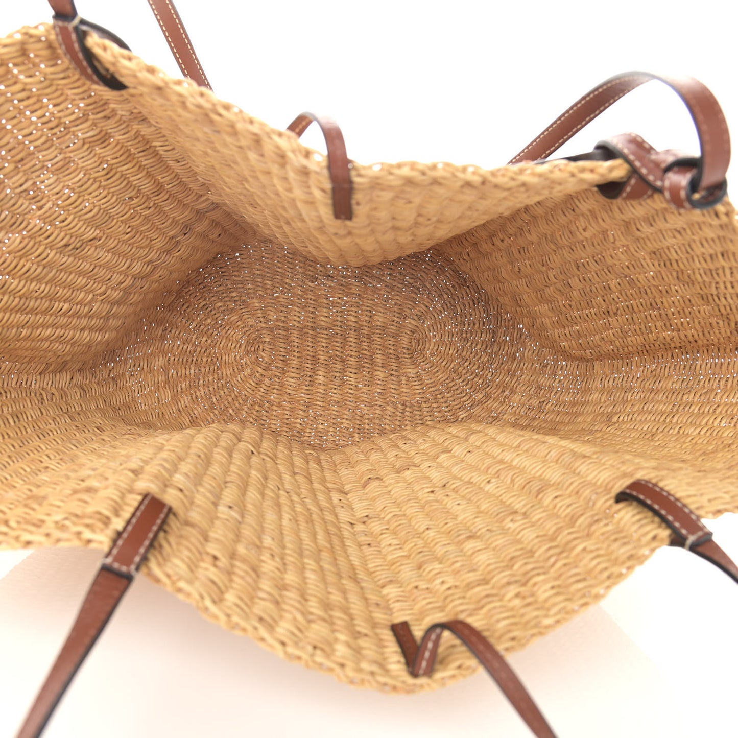 Calfskin Raffia Paulas Ibiza Small Basket Tote Bag Natural Tan
