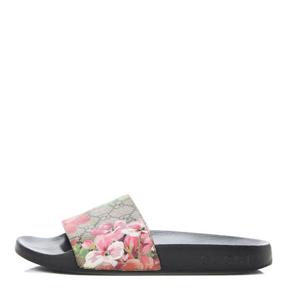 Gucci GG Supreme Monogram Blooms Slide Sandals 34 Beige Multicolor 1 of 11
