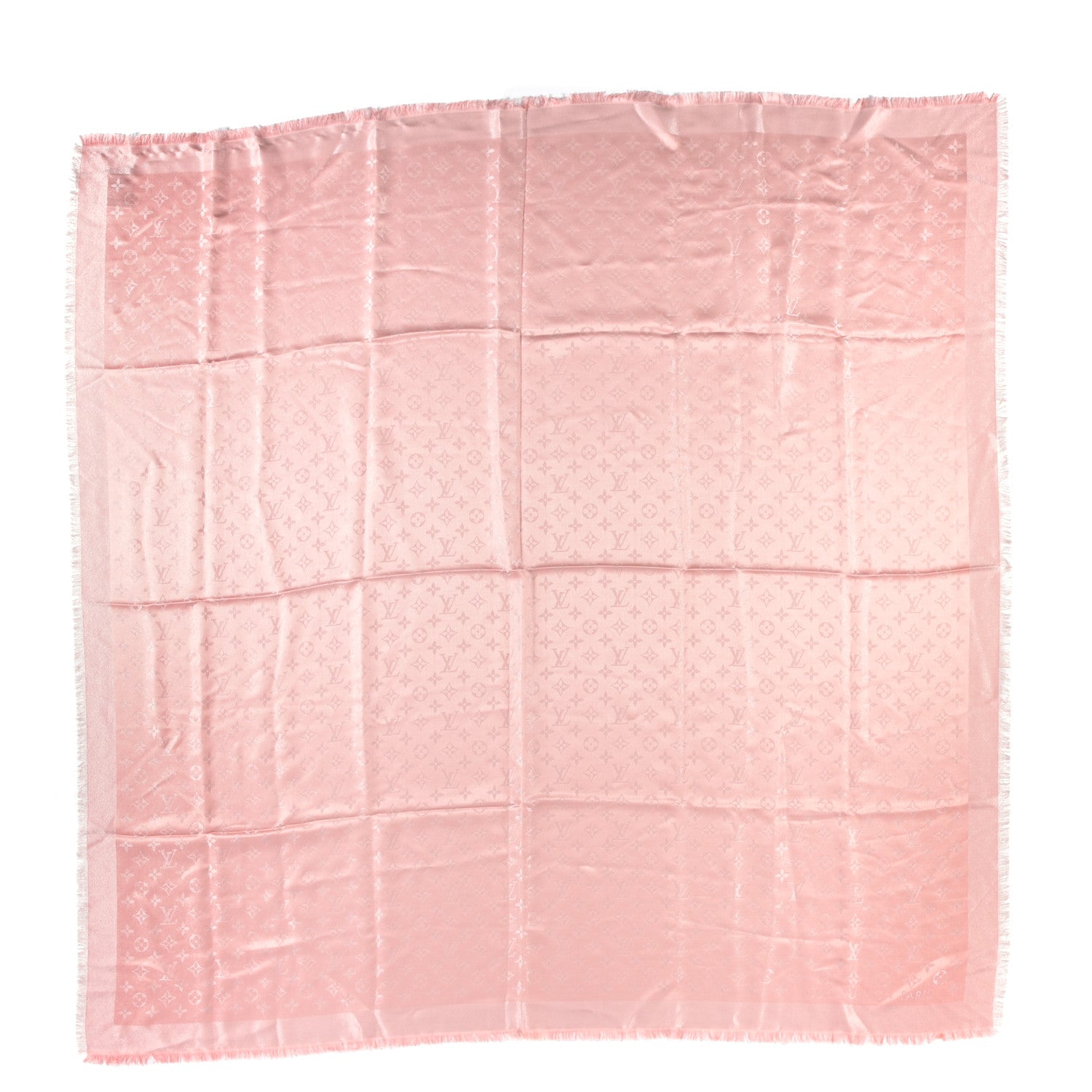 Louis Vuitton Silk Lurex Wool Monogram Shine Shawl Rose Velours 1 of 3