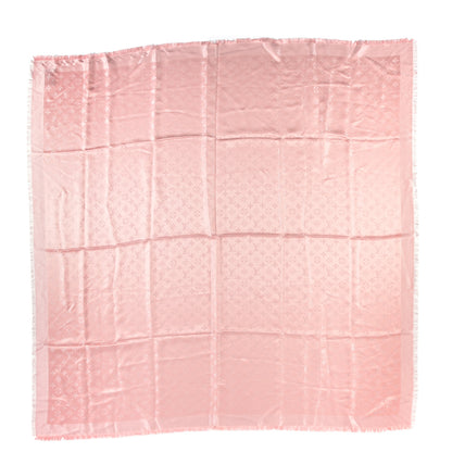 Louis Vuitton Silk Lurex Wool Monogram Shine Shawl Rose Velours 1 of 3