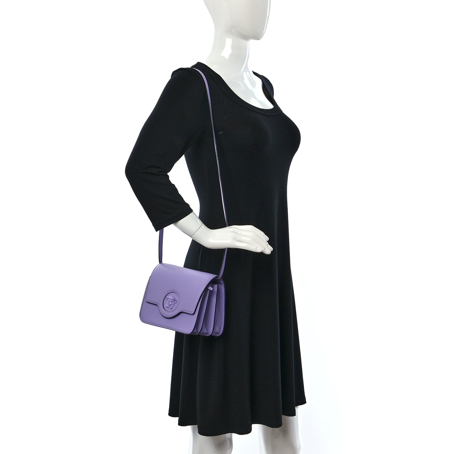 Grained Calfskin La Medusa Shoulder Bag Lilac