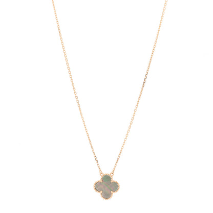 Van Cleef & Arpels 18K Rose Gold Gray Mother of Pearl Vintage Alhambra Pendant Necklace 1 of 6