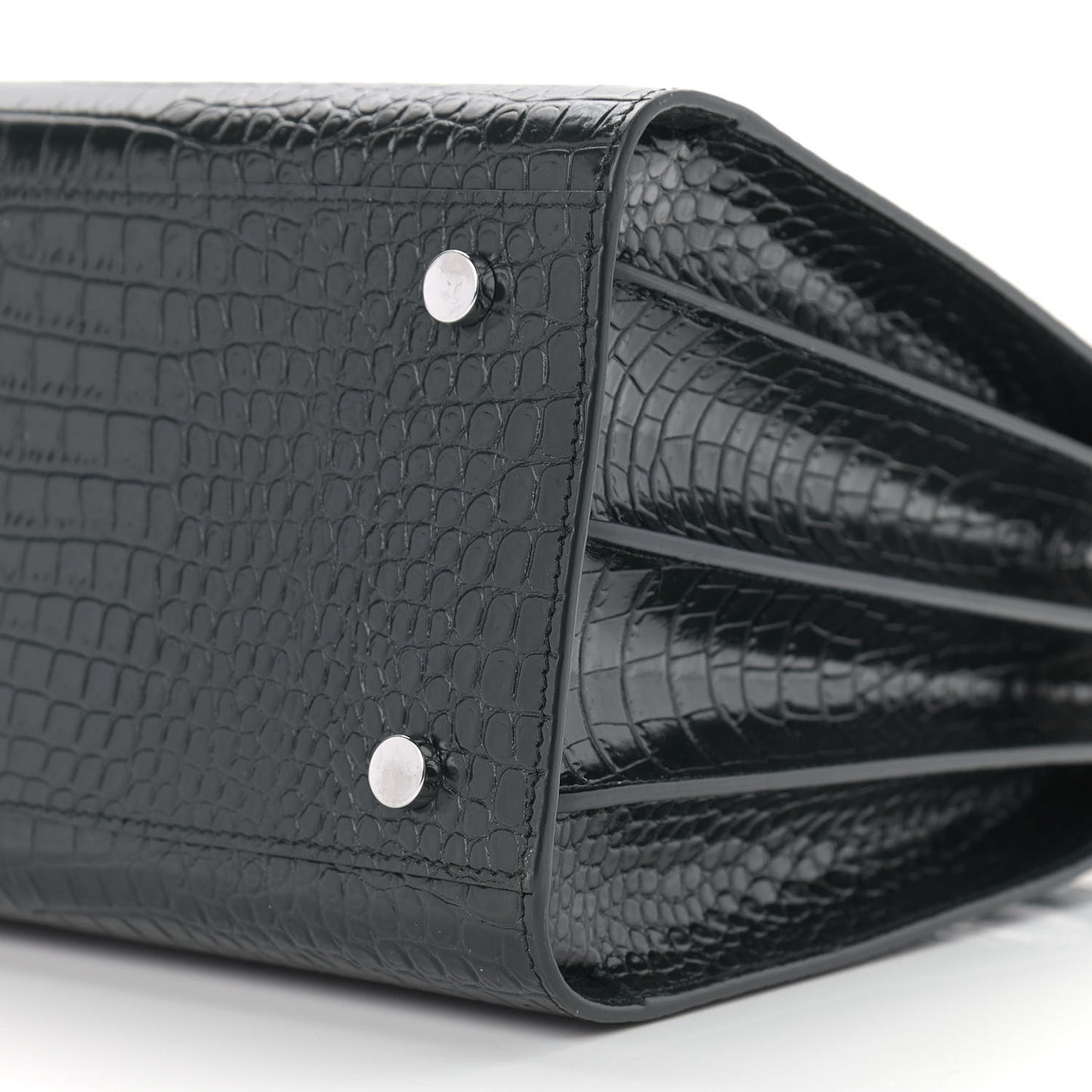 Patent Crocodile Embossed Small Sac de Jour Black