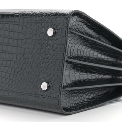 Saint Laurent Patent Crocodile Embossed Small Sac de Jour Black 9 of 9