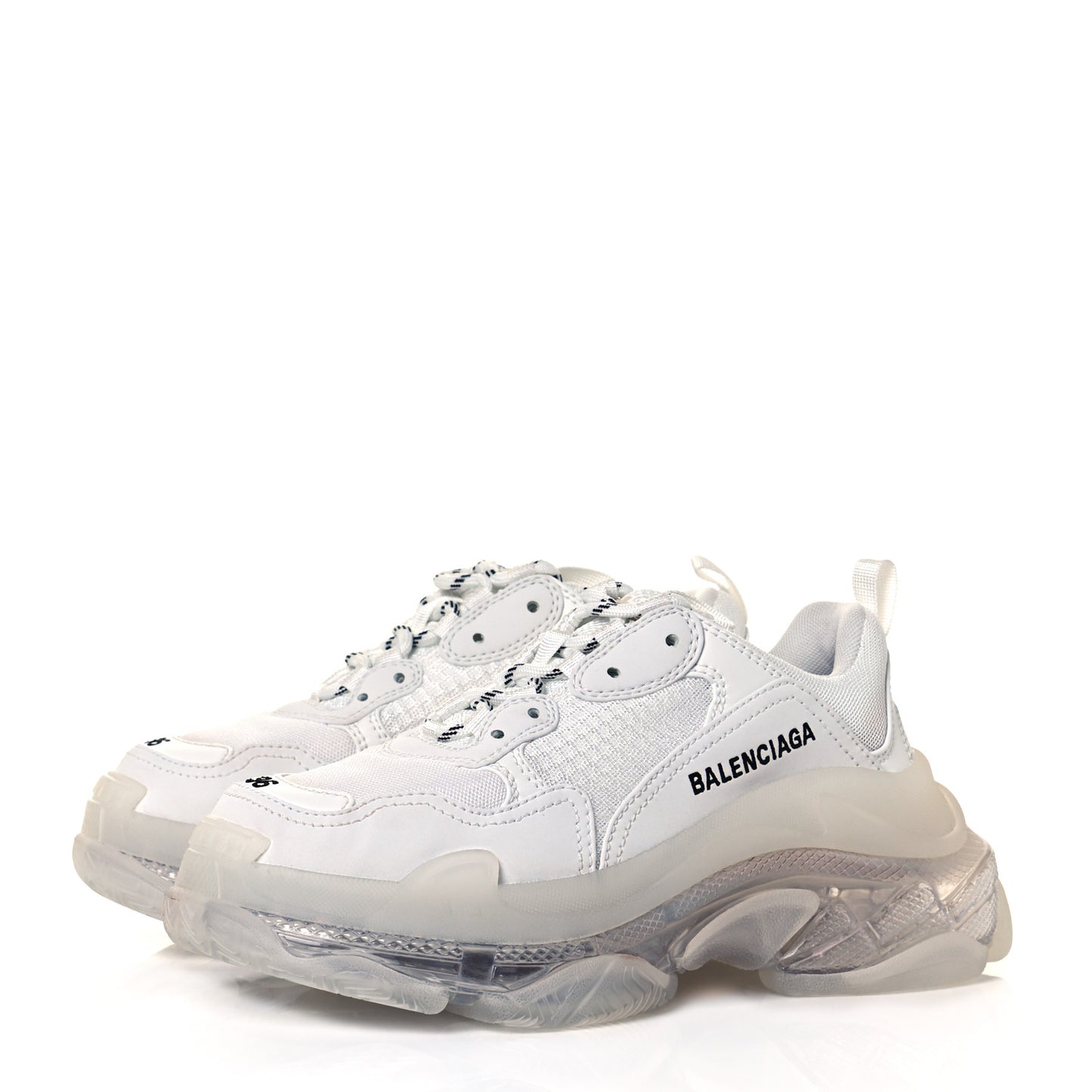 Fabric Mesh Clear Sole Womens Triple S Sneakers 36 White