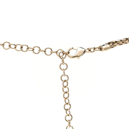 Chanel Metal Lambskin CC Chain Necklace Gold White 4 of 5