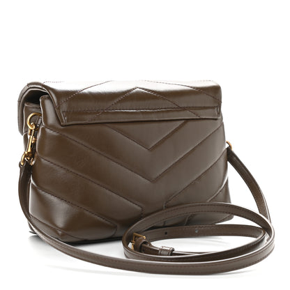 Saint Laurent Calfskin Y Quilted Monogram Toy Loulou Crossbody Bag Earth 2 of 8