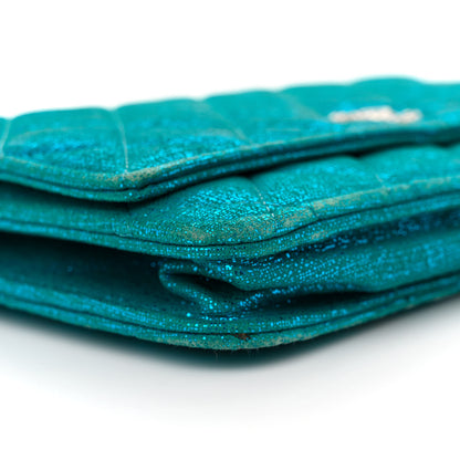 Chanel Metallic Iridescent Calfskin Wallet On Chain WOC Turquoise 9 of 13
