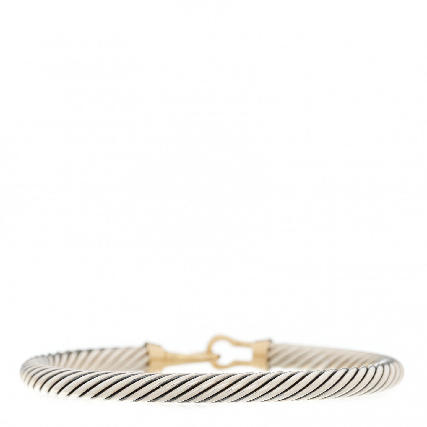 Sterling Silver 14K Yellow Gold 5mm Cable Classic Buckle Bracelet