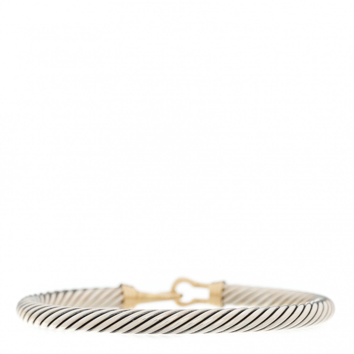 David Yurman Sterling Silver 14K Yellow Gold 5mm Cable Classic Buckle Bracelet 2 of 3