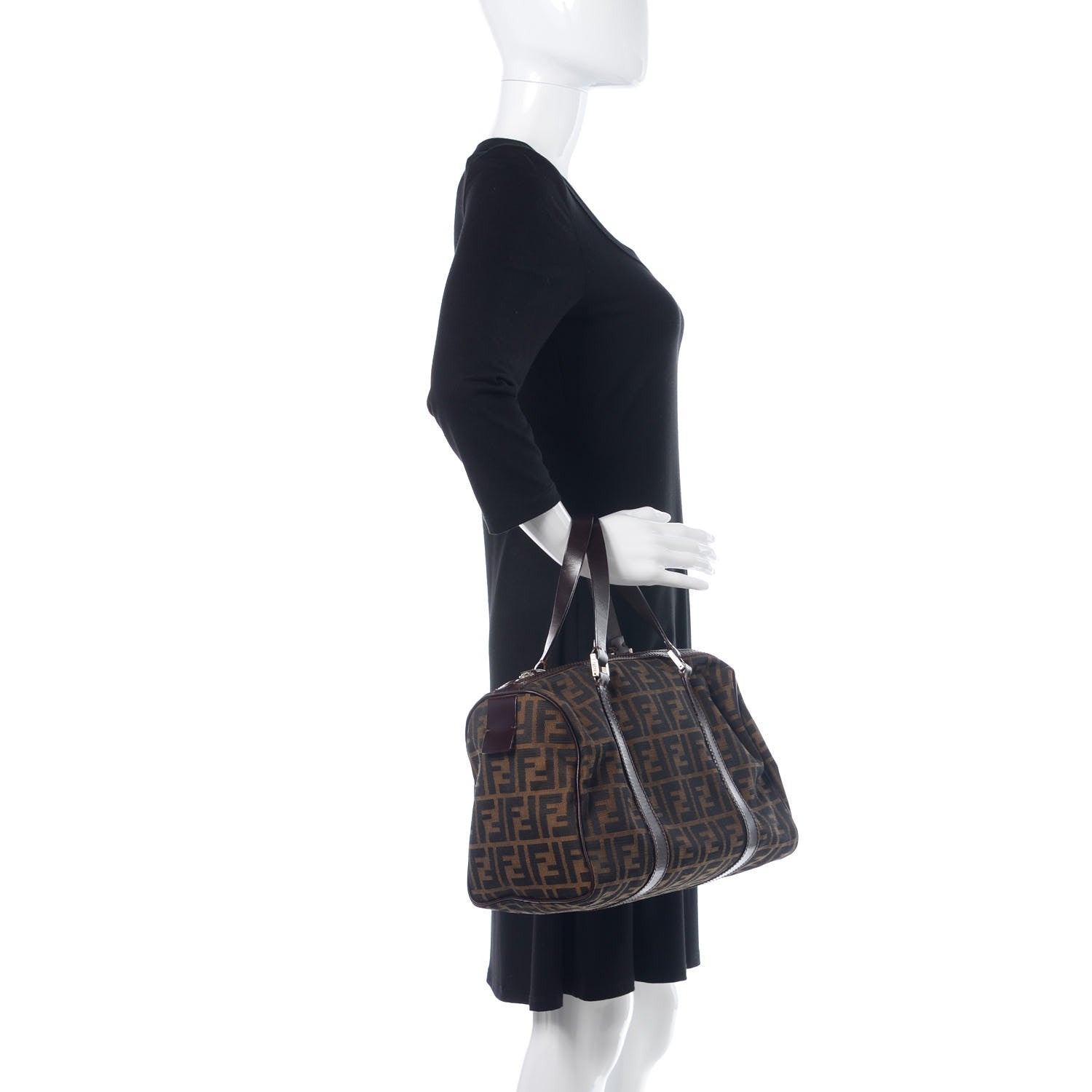 Fendi Zucca Mini Boston Satchel Tobacco 2 of 11