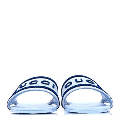 Gucci Jacquard Logo Embroidered Luna Slide Sandals 38.5 Sky Blue 3 of 10