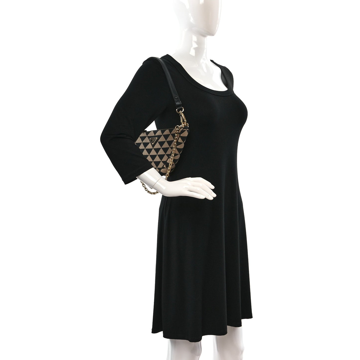 Jacquard Triangolo Symbole Embroidered Mini Triangle Bag Black Corda