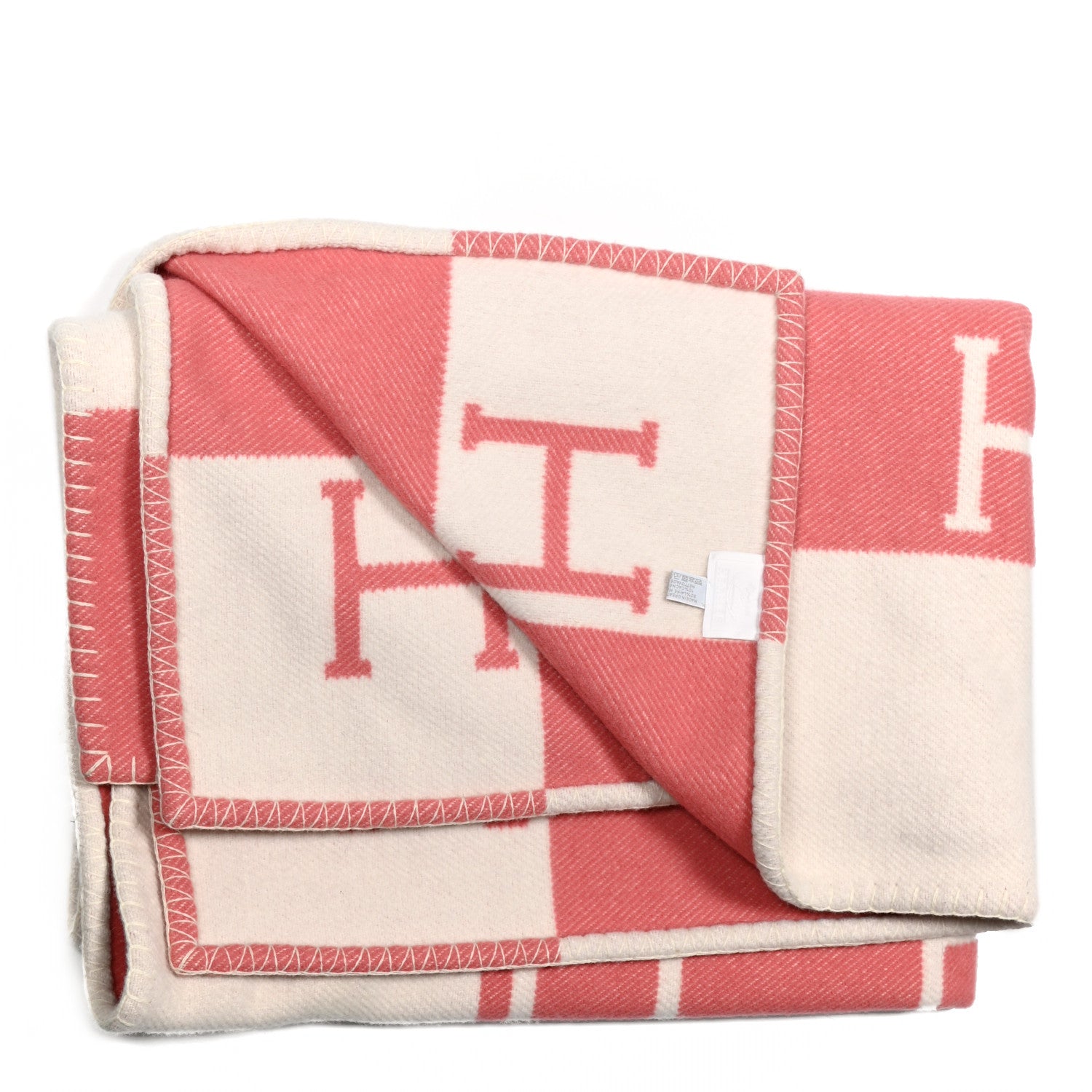 Hermes Wool Cashmere Avalon Baby Blanket Rose Airelle White 2 of 3