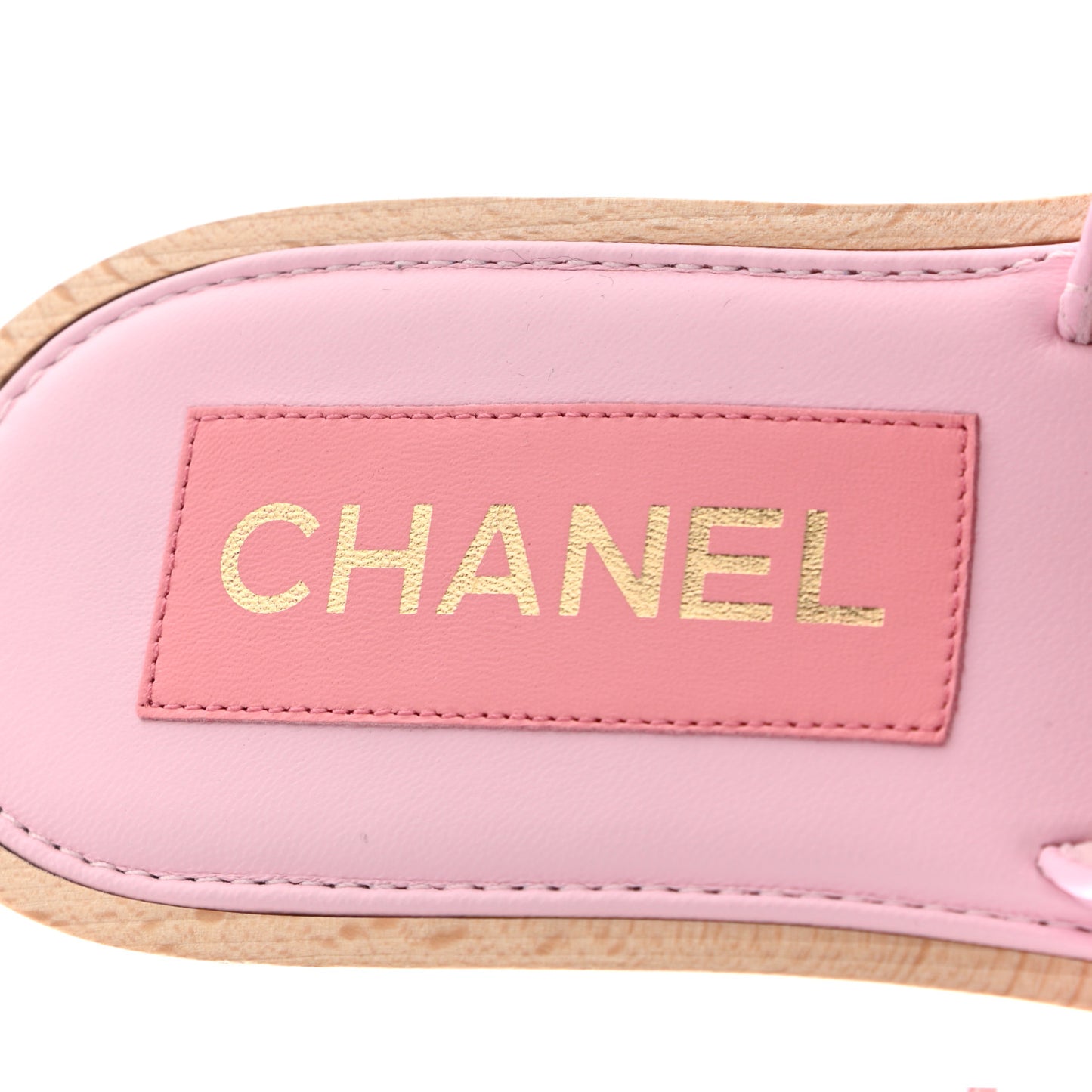 Lambskin Quilted CC Slip On Platform Sandals 38 Pink