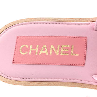 Chanel Lambskin Quilted CC Slip On Platform Sandals 38 Pink 6 of 9