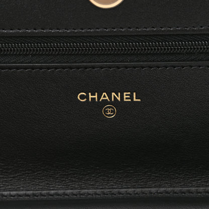 Chanel Tweed Quilted Wallet On Chain WOC Black Ecru White 6 of 12
