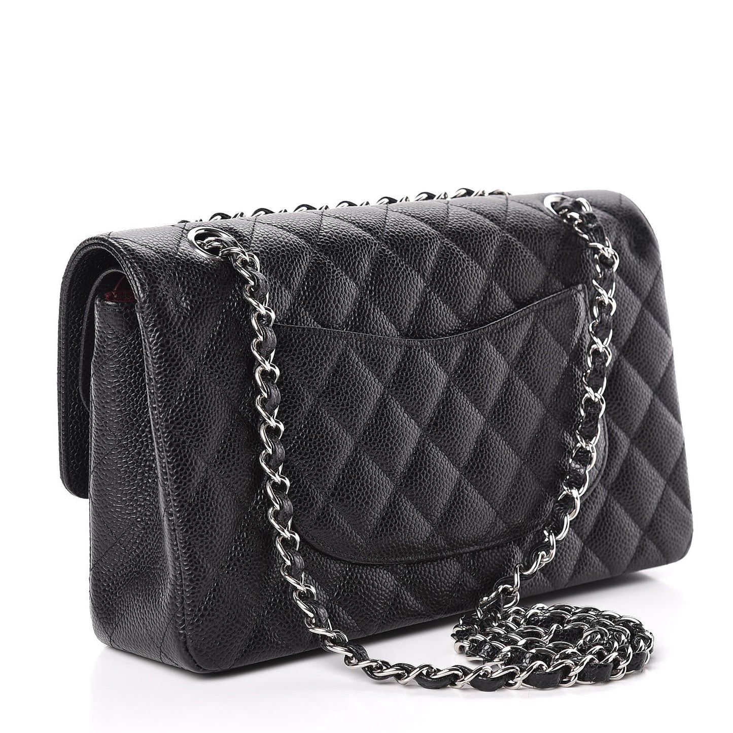 Caviar Quilted Medium Double Flap Black