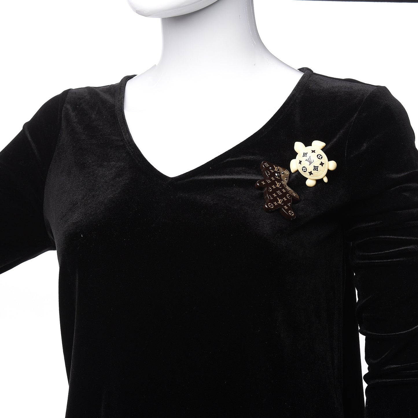 Monogram Nonours Teddy Bear Tortoise Pin Brooch Set