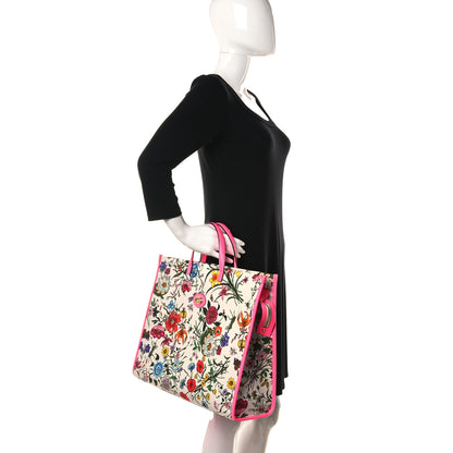 Gucci Canvas Large Flora Tote Pink Multicolor Fuchsia 2 of 9