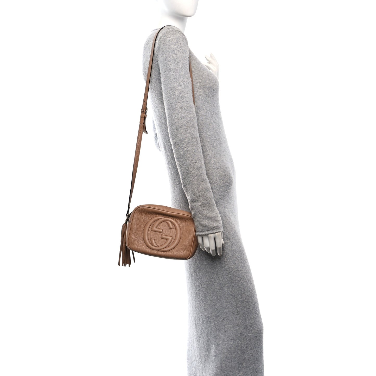 Pebbled Calfskin Small Soho Disco Bag Rose Beige