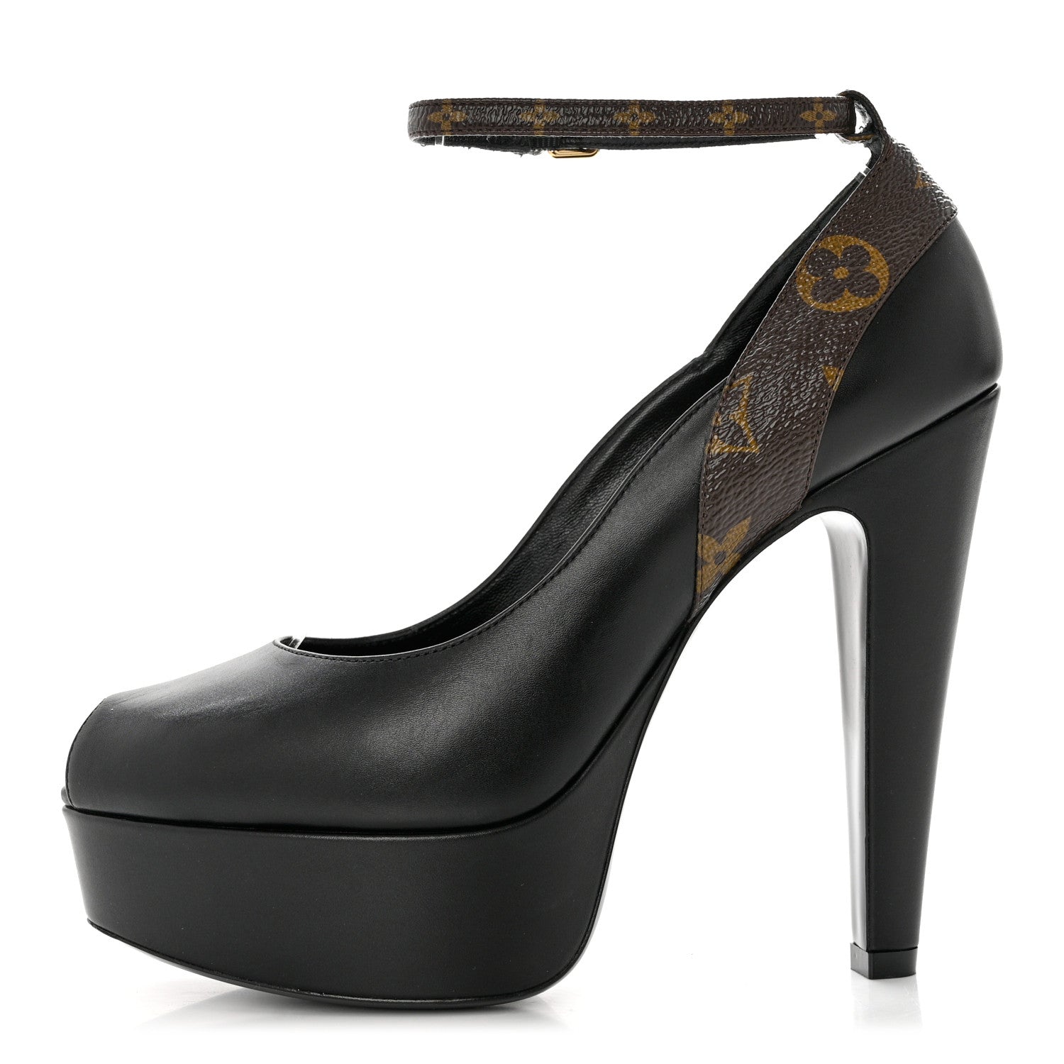Louis Vuitton Calfskin Monogram Afterglow Platform Pumps 36.5 Black 1 of 7