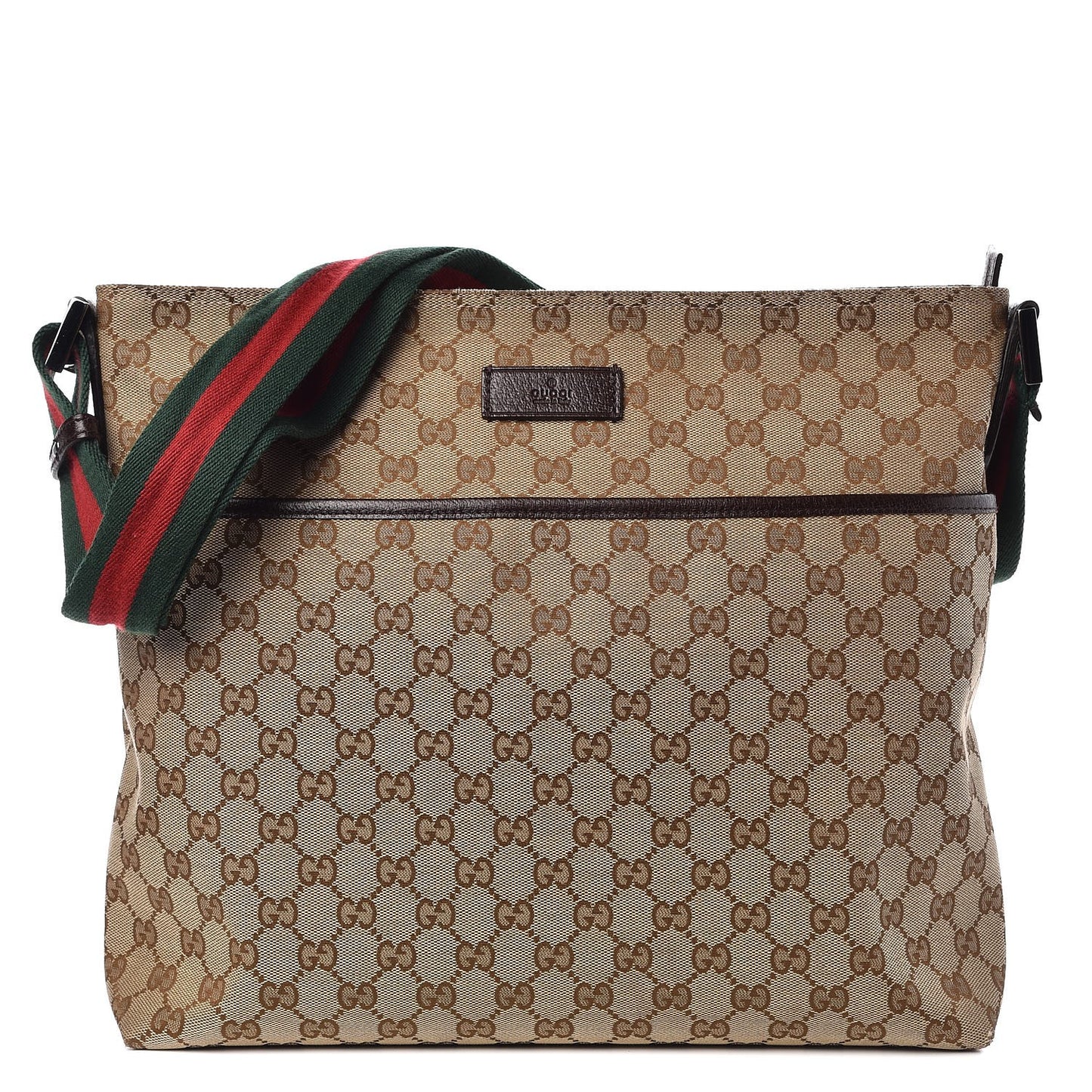 Monogram Web Medium Flat Messenger Bag Brown