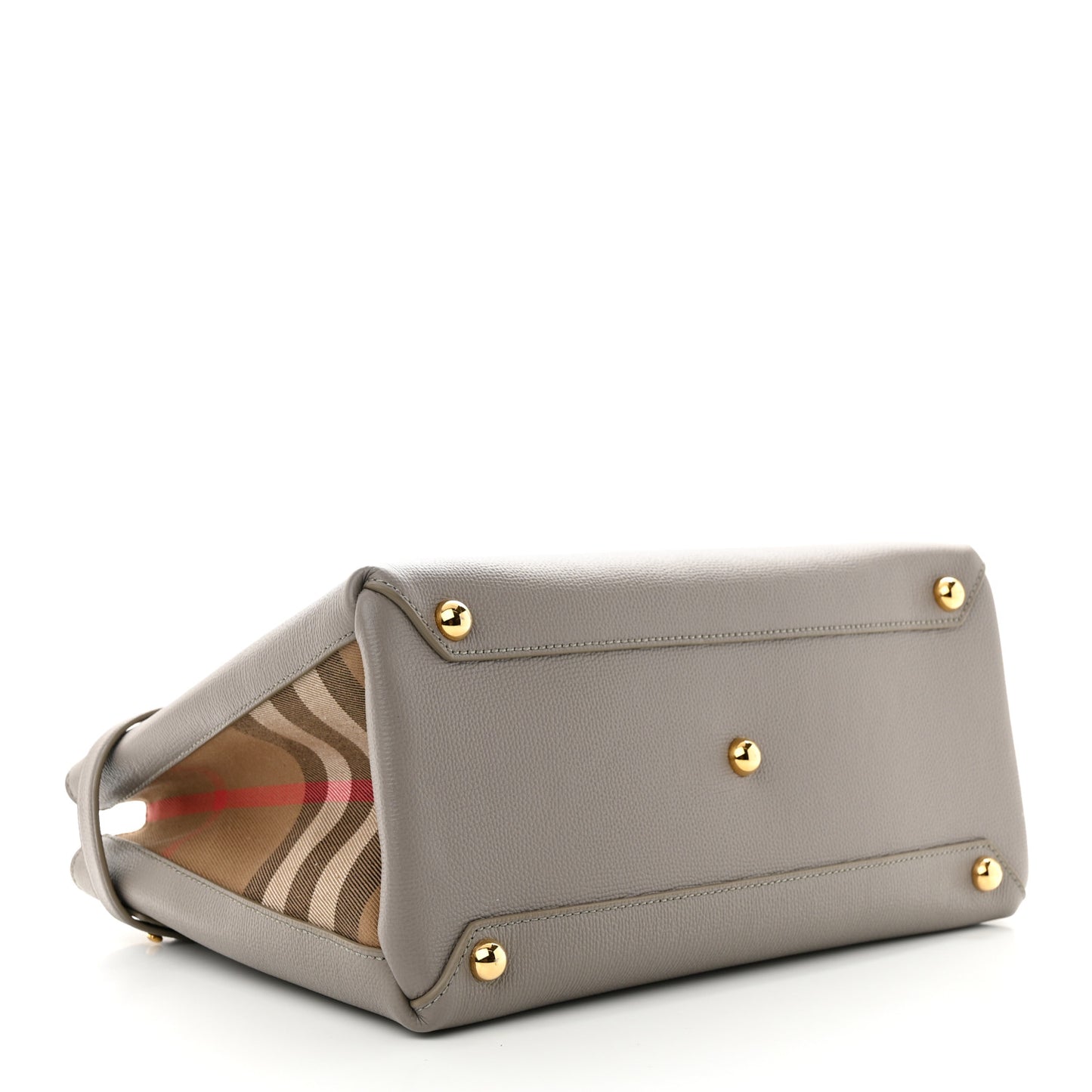 Derby Calfskin House Check Medium Banner Tote Taupe Brown