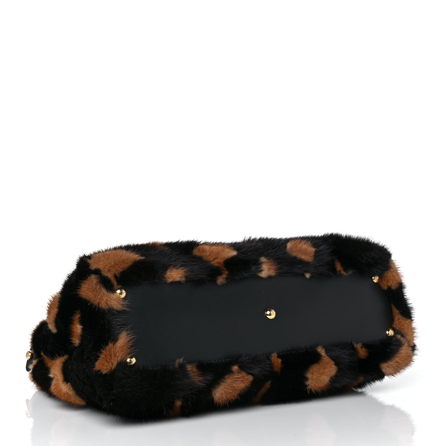 Fendi Mink Velvet Vitello Seta Inlaid Medium Peekaboo Iconic Satchel Tobacco Moro Black 3 of 8