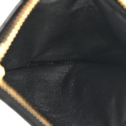 Saint Laurent Grain De Poudre Matelasse Chevron Monogram Fragments Zippered Card Case Black 4 of 6