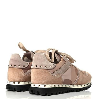 Valentino Garavani Suede Nylon Camouflage Womens Soul Rockstud Sneakers 37 Multicolor 3 of 5