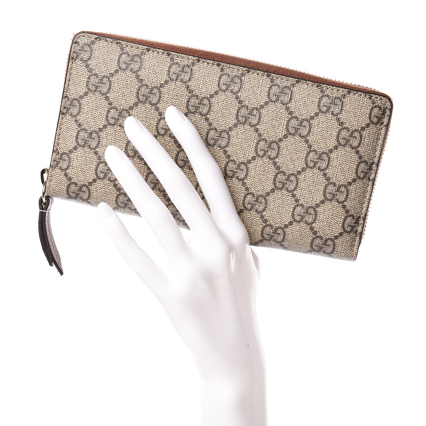 GG Supreme Monogram Cuoio Toscano Zip Around Wallet Beige Ebony Cuir
