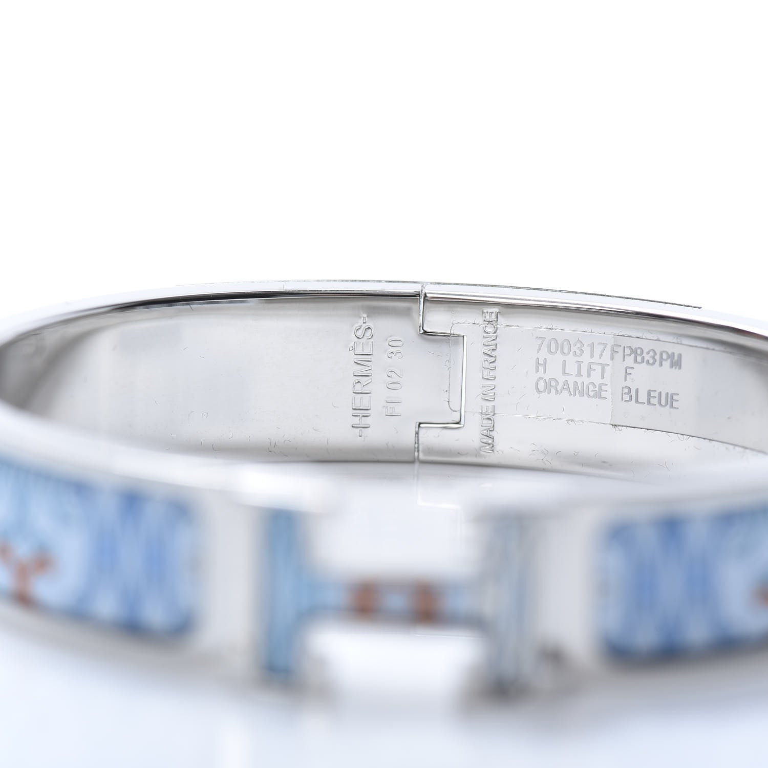 Hermes Enamel Narrow Print H Lift Clic Clac H Bracelet PM Orange Blue 4 of 6
