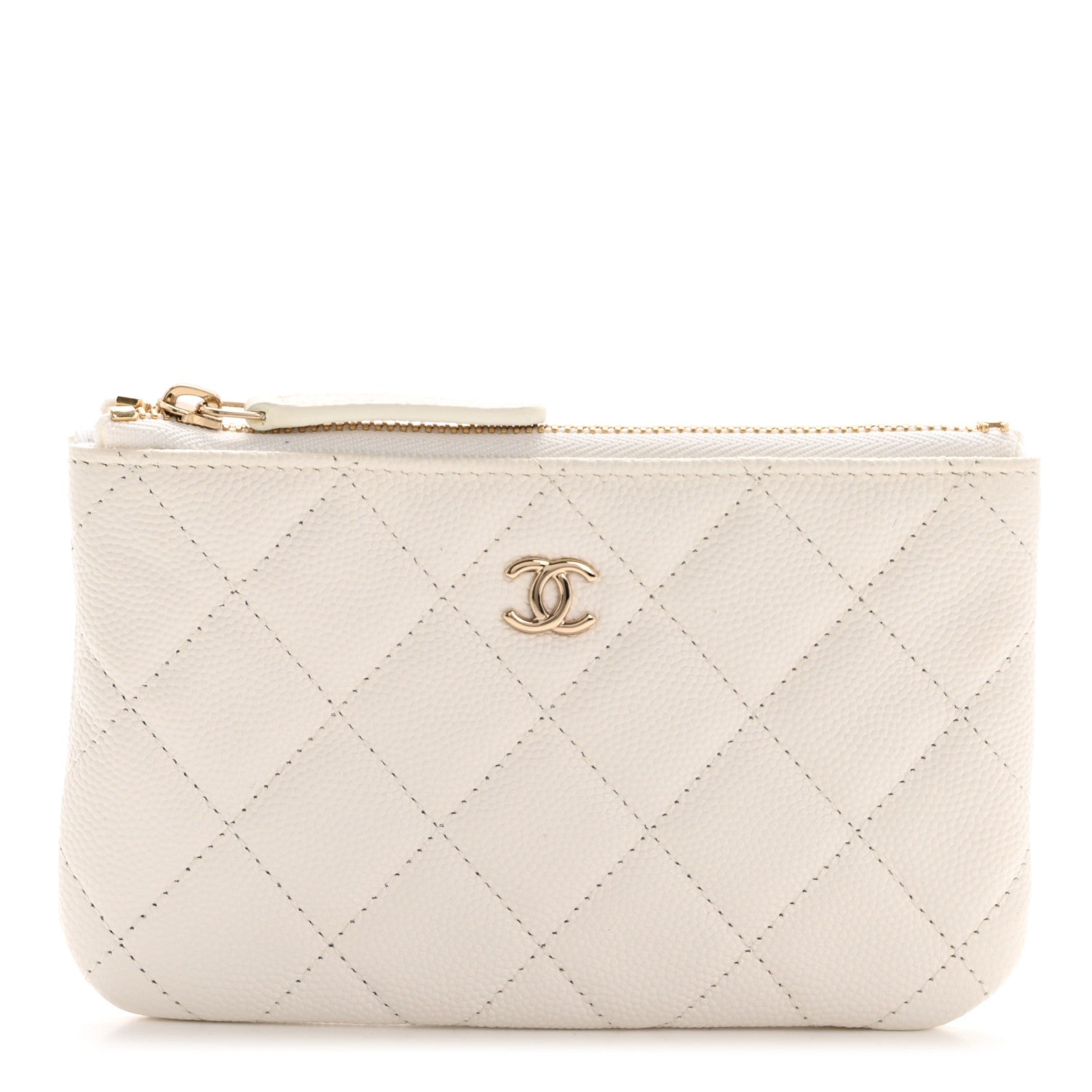 Chanel Caviar Quilted Small Cosmetic Case White 1 of 8