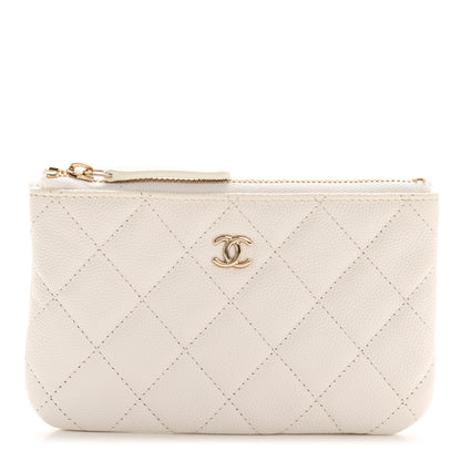 Chanel Caviar Quilted Small Cosmetic Case White 1 of 8