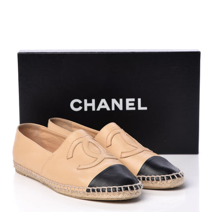 Chanel Lambskin CC Espadrilles 38 Beige Black 12 of 12