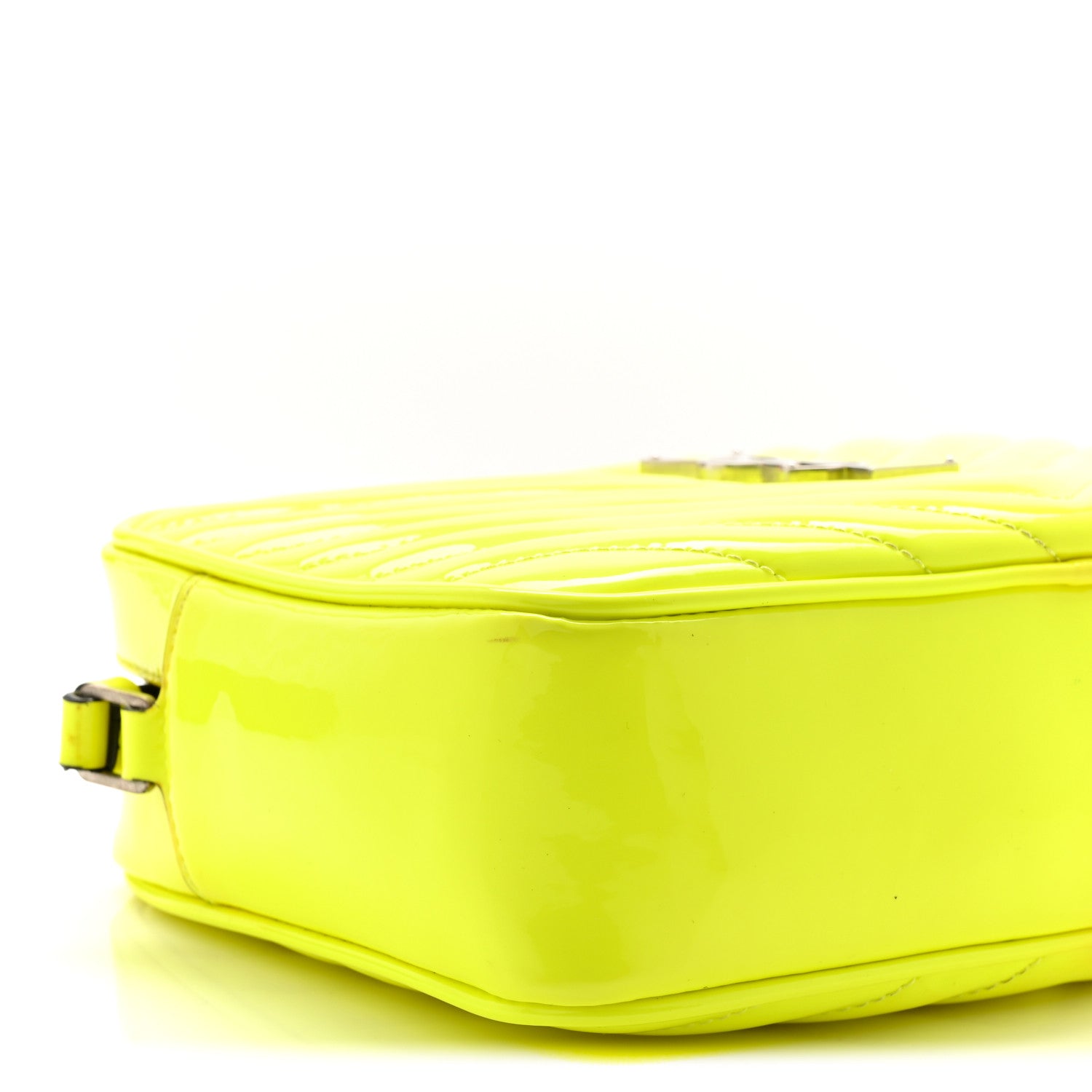 Saint Laurent Patent Calfskin Matelasse Monogram Lou Camera Bag Neon Yellow 9 of 11