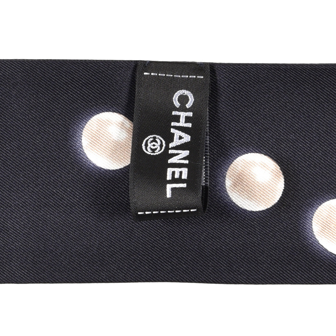 Chanel Silk Pearl CC Slim Bandeau Scarf Navy 3 of 3