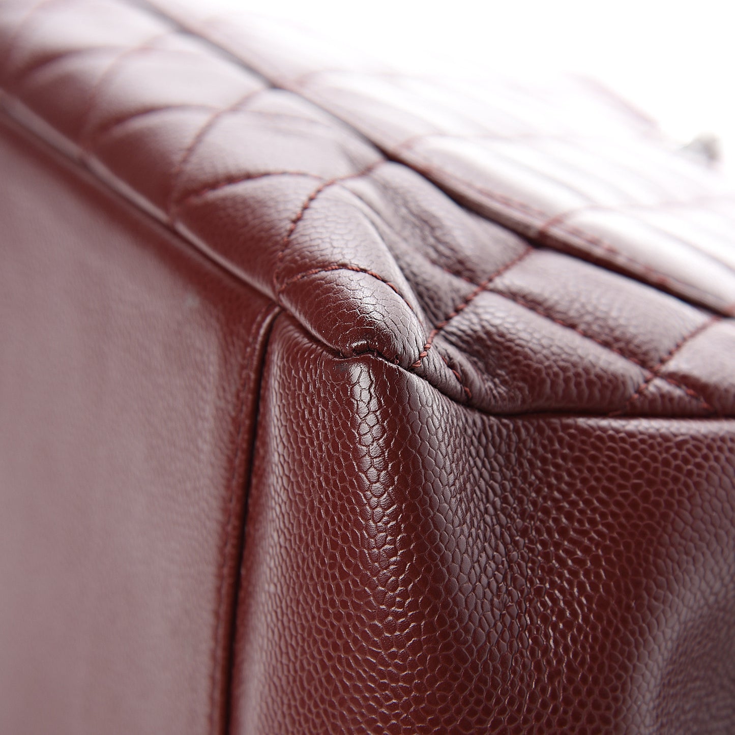 Caviar Quilted Grand Shopping Tote GST Dark Burgundy